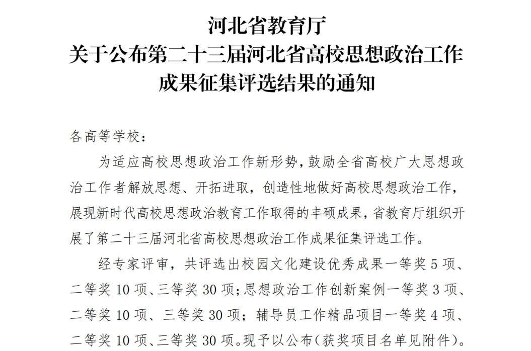 喜報！保定理工學院思政育人案例榮獲河北省高校思想政治工作成果評選三等獎