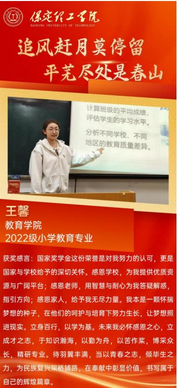 【榜樣引領】國家獎學金獲得者風采展示——  王馨